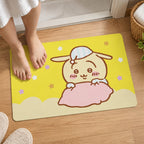Absorbent Bathroom Mat Cute Cartoon Bunny Print Quick Dry Mat (1 Pc 60x40 Cm)