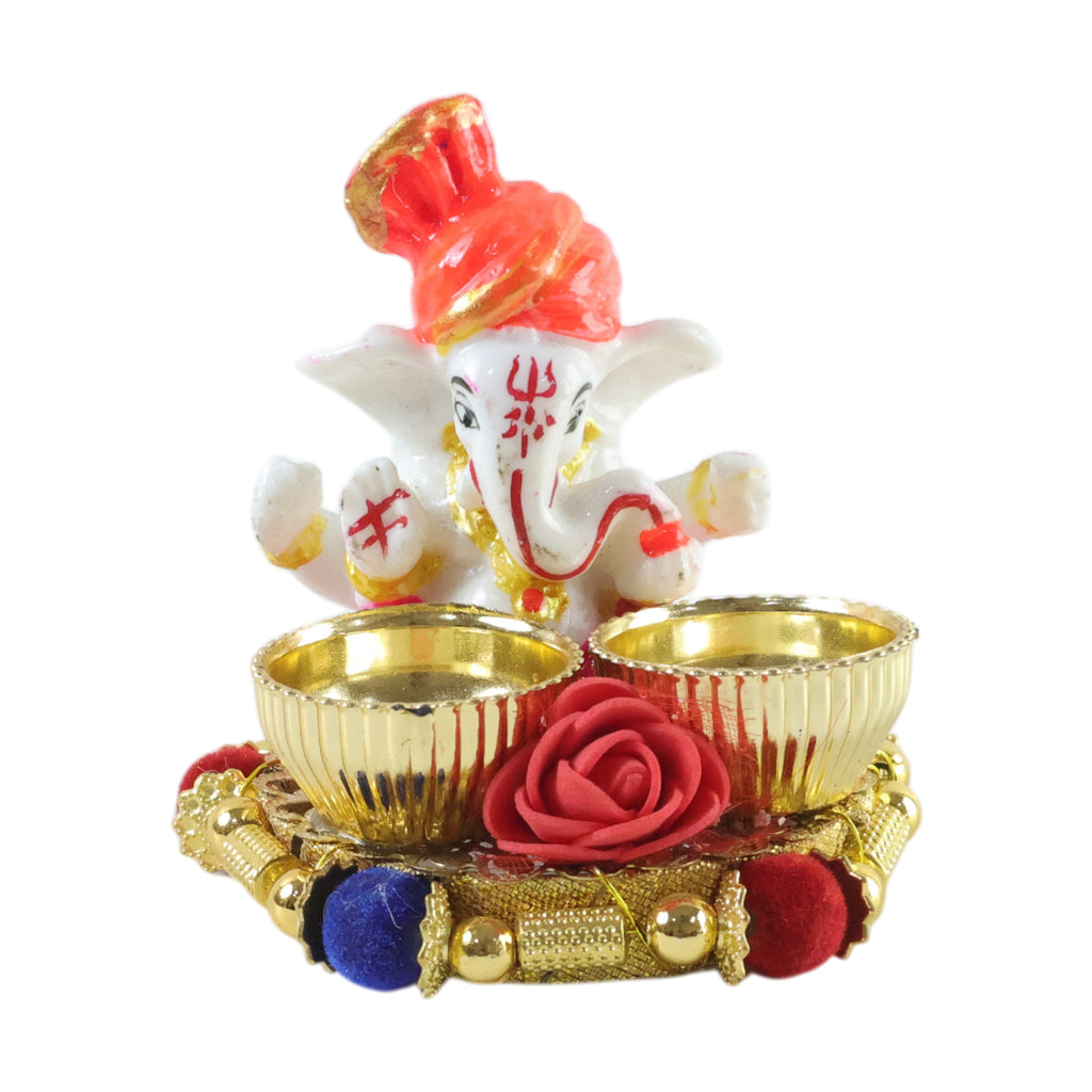 Decorative Lord Ganesha Pooja Thali Set (1 Pc)