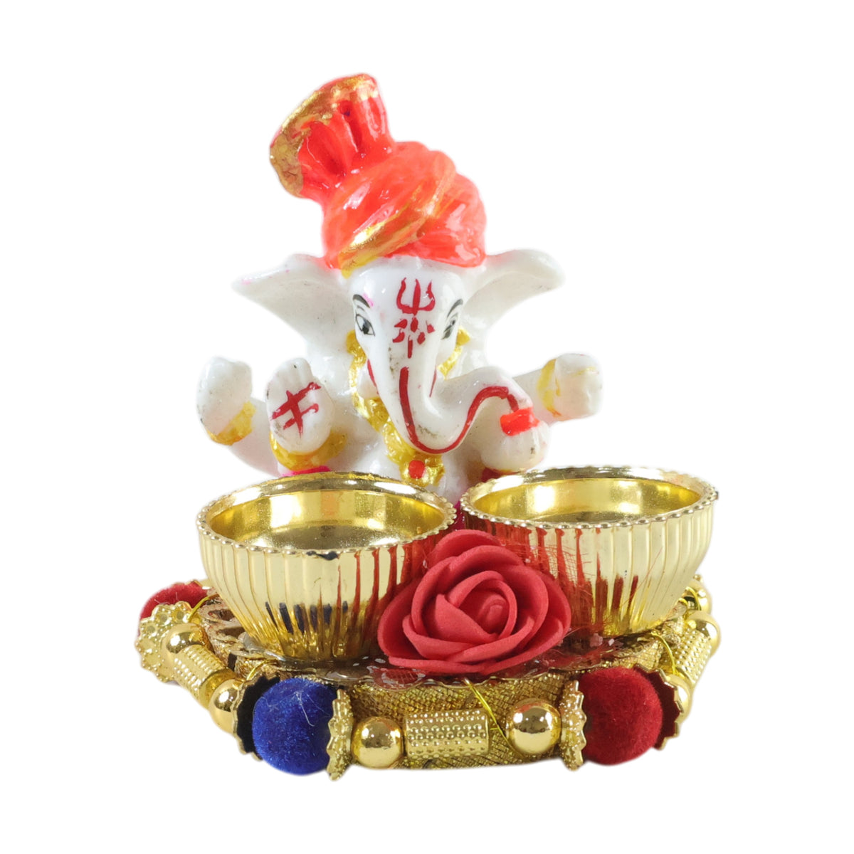 Decorative Lord Ganesha Pooja Thali Set (1 Pc)
