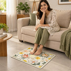 Absorbent Bathroom Mat Floral Print Quick Dry Bath Mat (1 Pc 50x40 Cm)