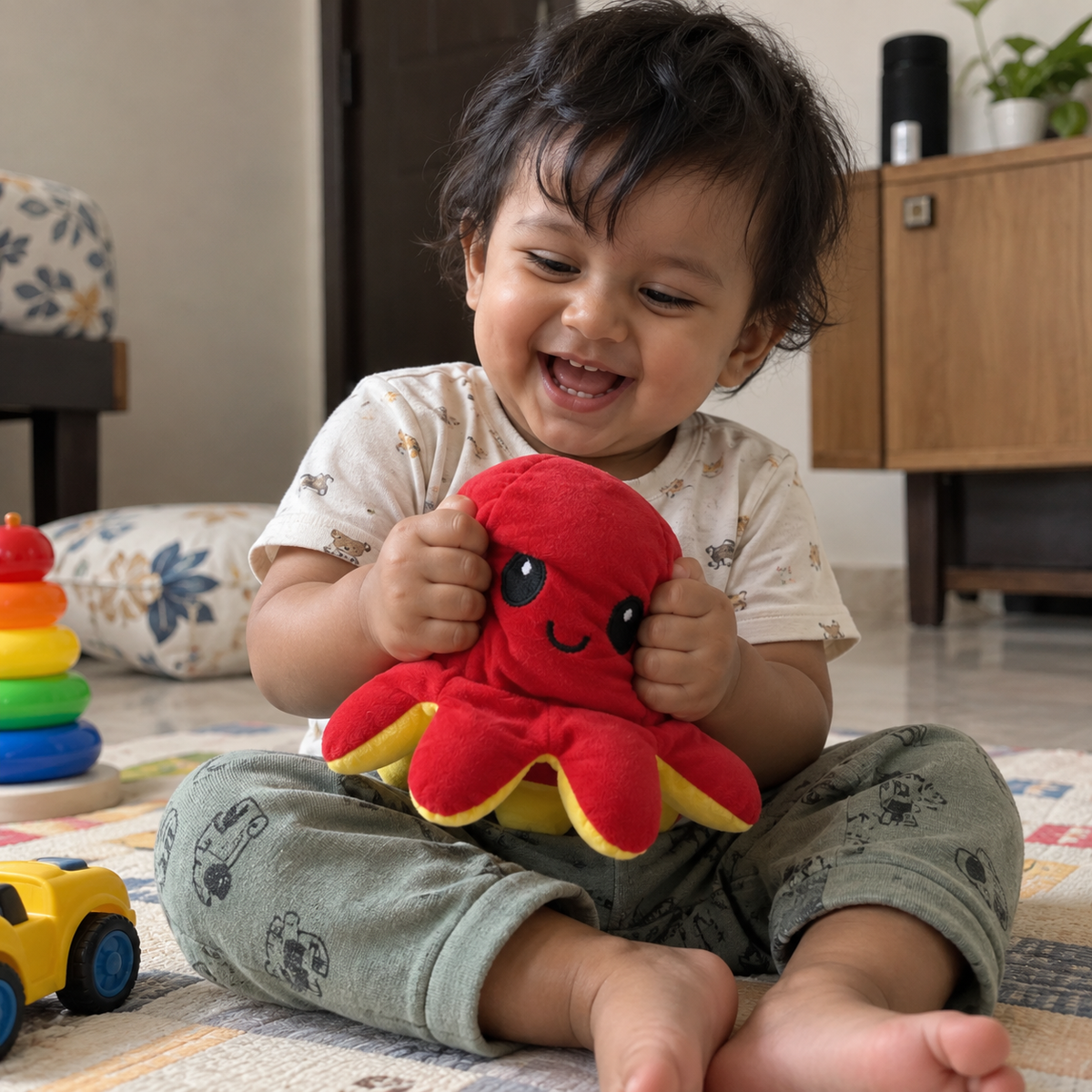 Reversible Octopus Plush Toy – Cute Mood-Changing Soft Toy for Kids