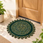 Round Decorative Braided Floor Mat With Looped Edge For Homes (1 Pc 48x48 Cm)