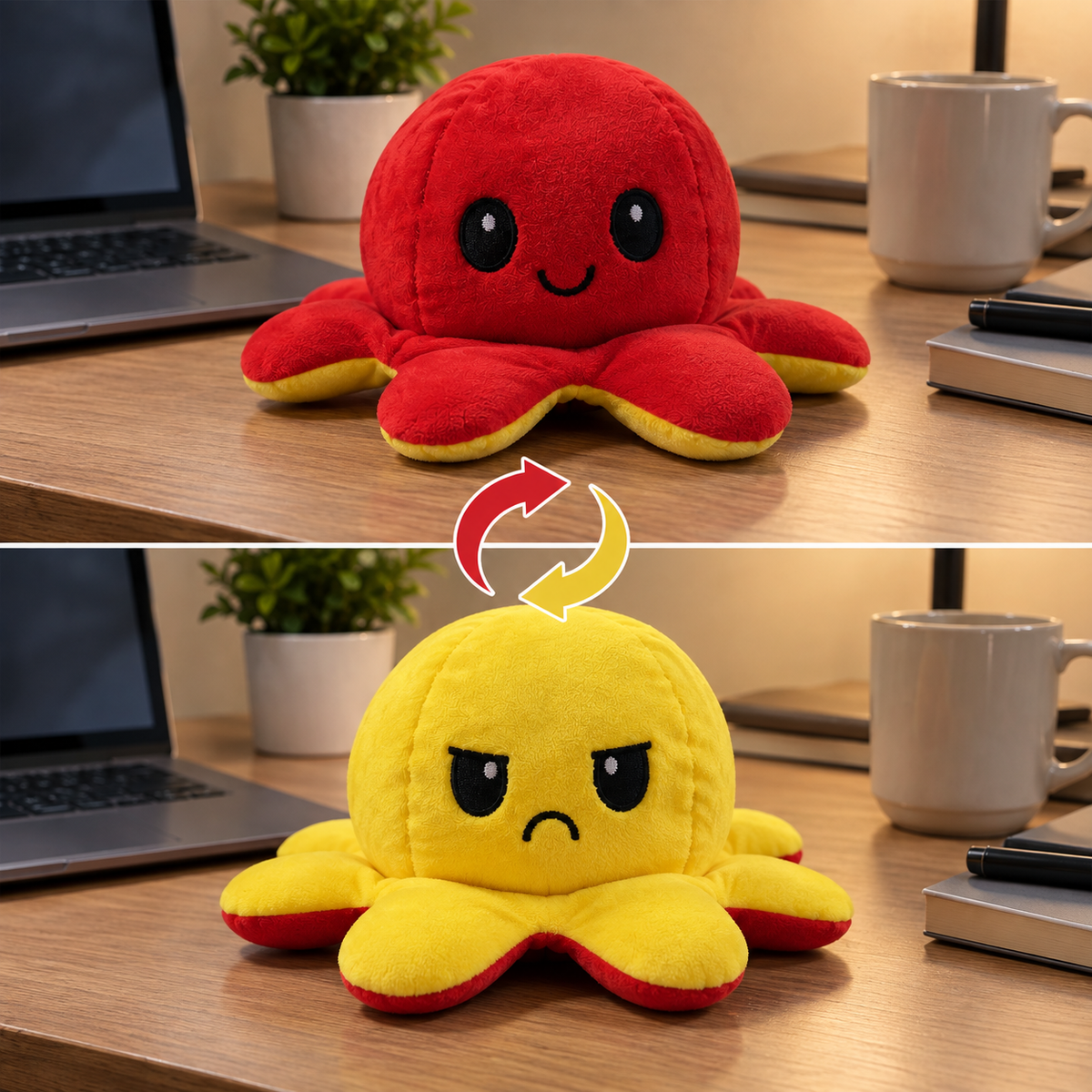 Reversible Octopus Plush Toy – Cute Mood-Changing Soft Toy for Kids