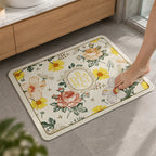 Absorbent Bathroom Mat Floral Print Quick Dry Bath Mat (1 Pc 50x40 Cm)