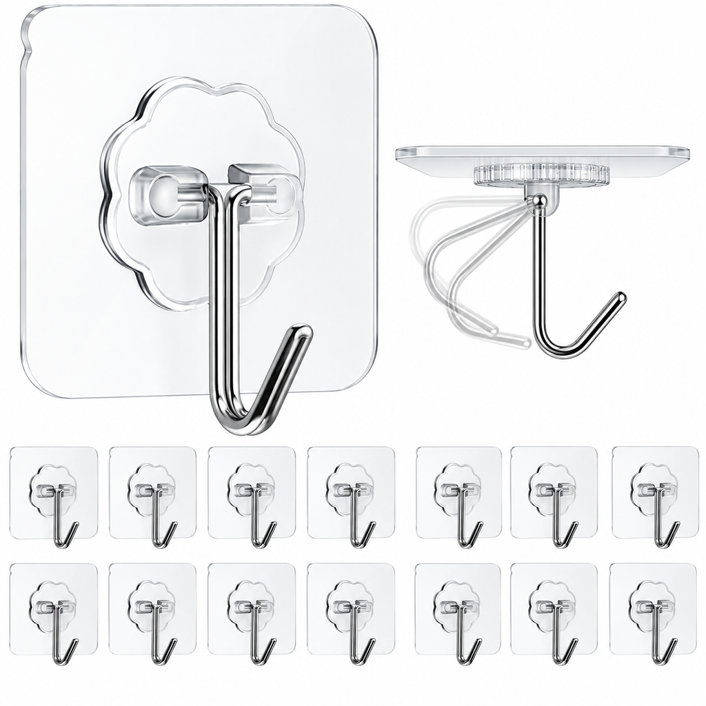 One Hook, Endless Uses – Heavy Duty Adhesive Wall Hooks | 10 Pc