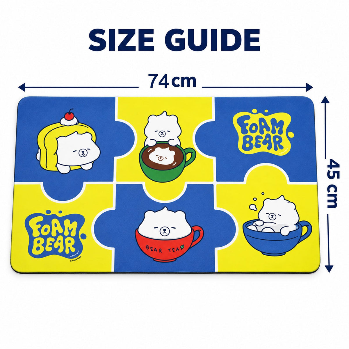 Absorbent Bathroom Mat Cute Cartoon Bear Print Quick Dry Mat (1 Pc 45x74 Cm)