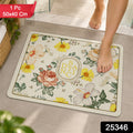 Absorbent Bathroom Mat Floral Print Quick Dry Bath Mat (1 Pc 50x40 Cm)