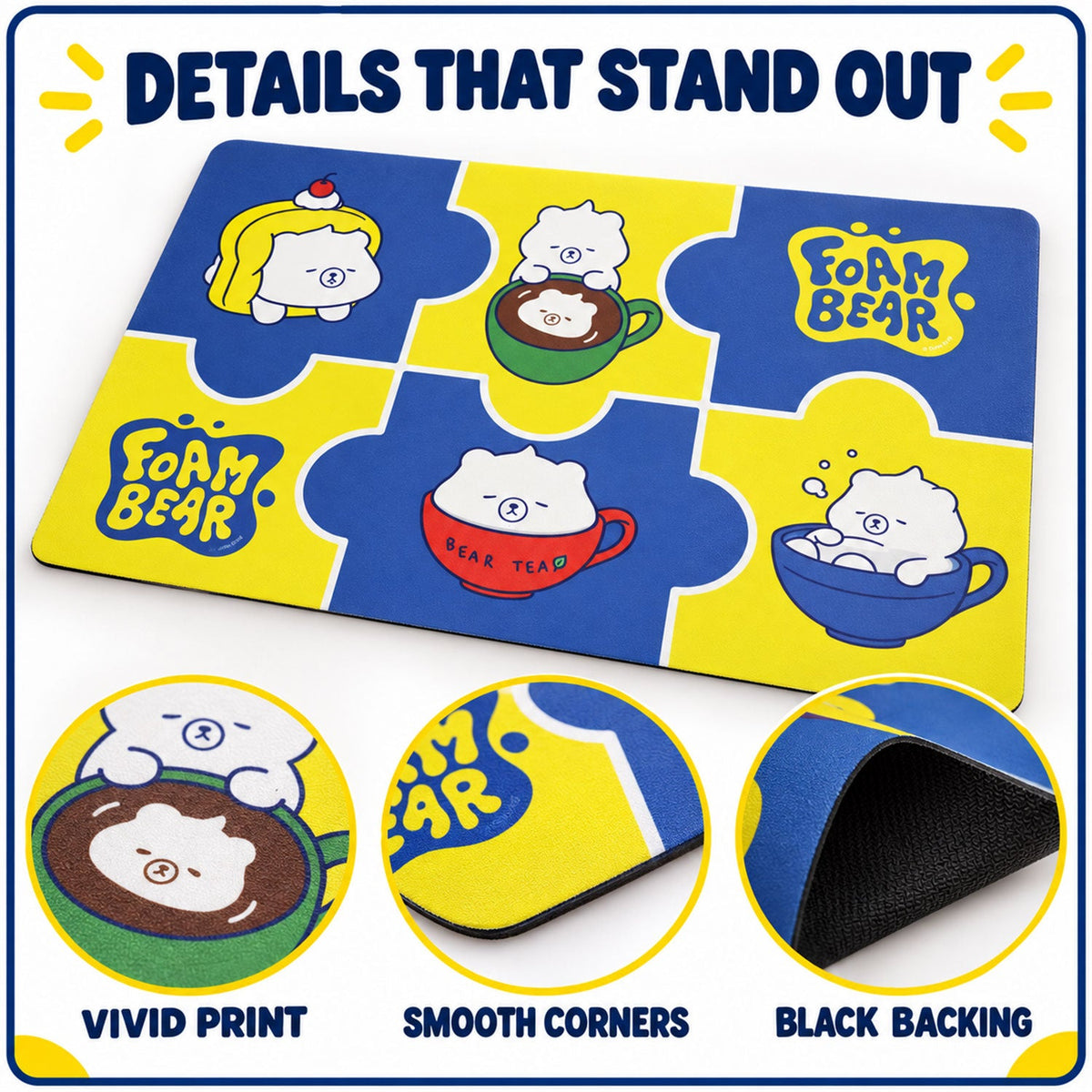 Absorbent Bathroom Mat Cute Cartoon Bear Print Quick Dry Mat (1 Pc 45x74 Cm)