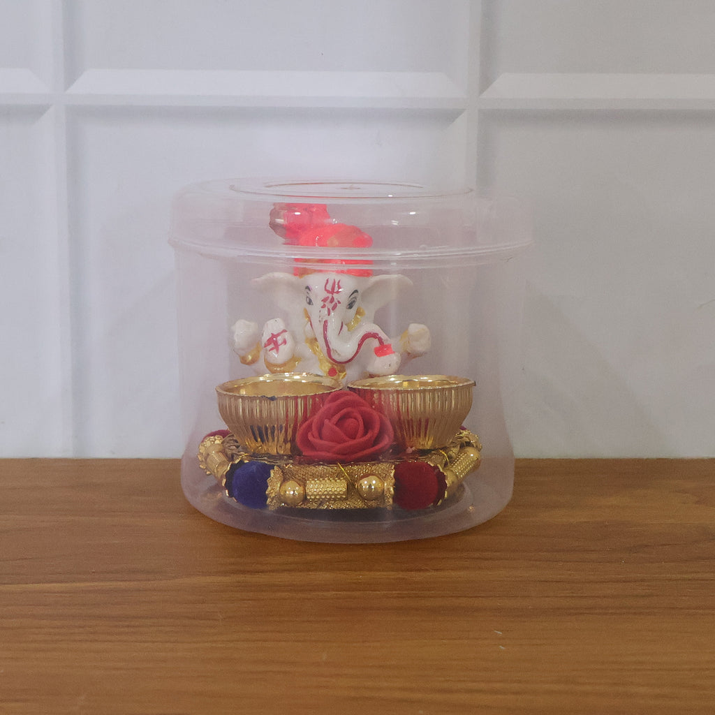 Decorative Lord Ganesha Pooja Thali Set (1 Pc)