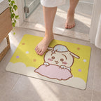 Absorbent Bathroom Mat Cute Cartoon Bunny Print Quick Dry Mat (1 Pc 60x40 Cm)