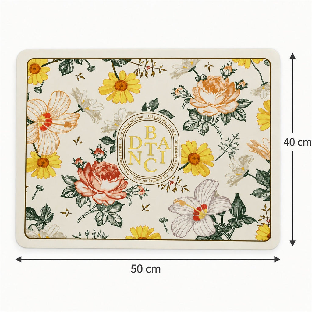 Absorbent Bathroom Mat Floral Print Quick Dry Bath Mat (1 Pc 50x40 Cm)