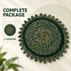 Round Decorative Braided Floor Mat With Looped Edge For Homes (1 Pc 48x48 Cm)